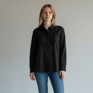 Classic Black Button Down Shirt for Women